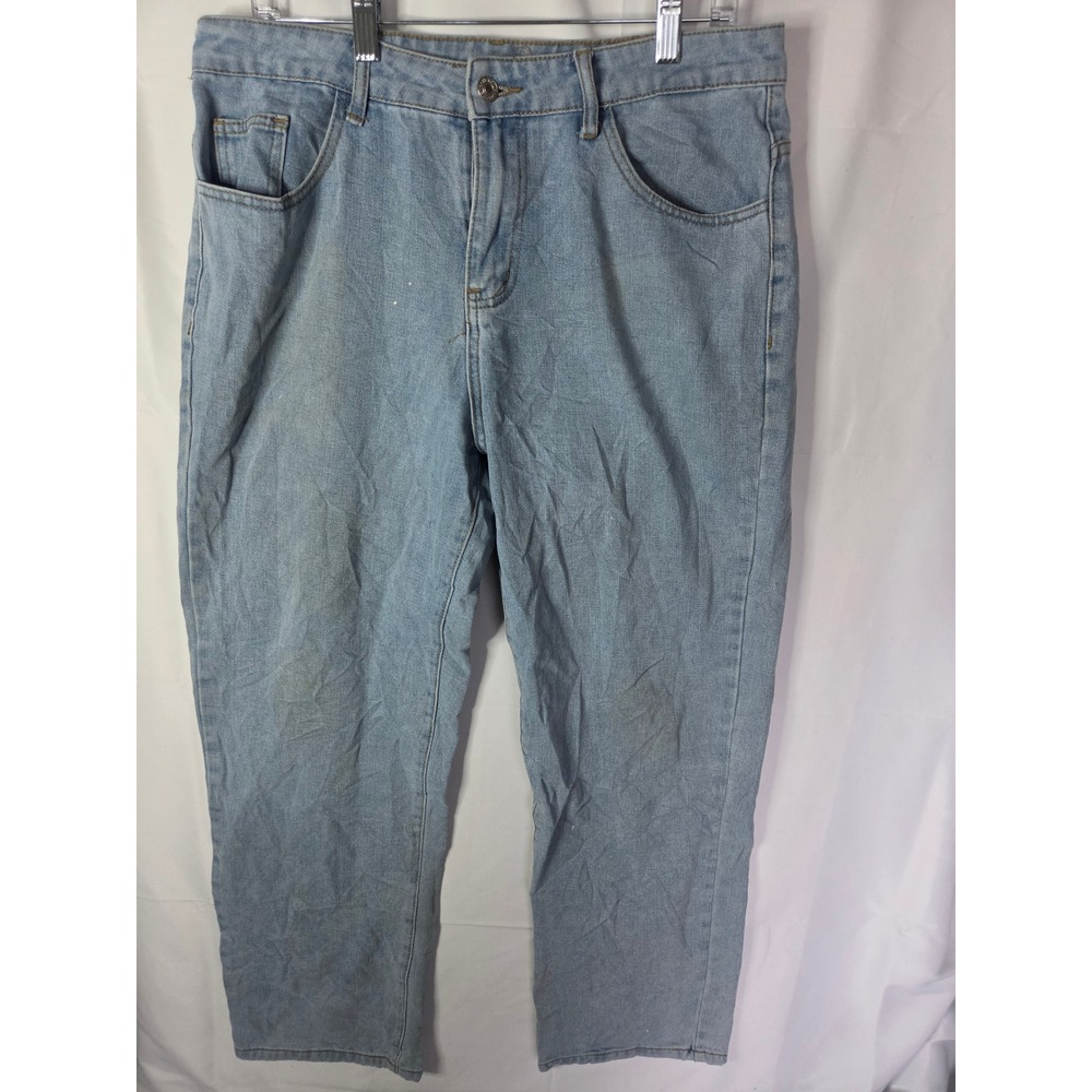 Manfinity Mens Light Wash Straight Leg Denim Jeans Blue